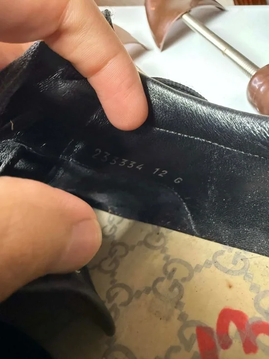 Gucci Web Guccissima Black Leather Men Sneaker 12 G / 13 US NO INSOLES - Picture 4 of 13